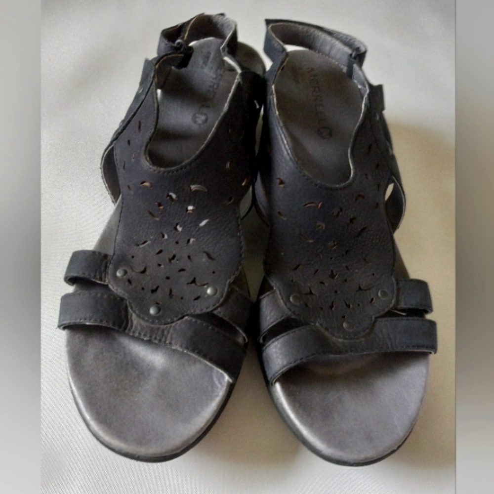 Womens Merrell Leather Sandals Black sz 11 Air Cushion